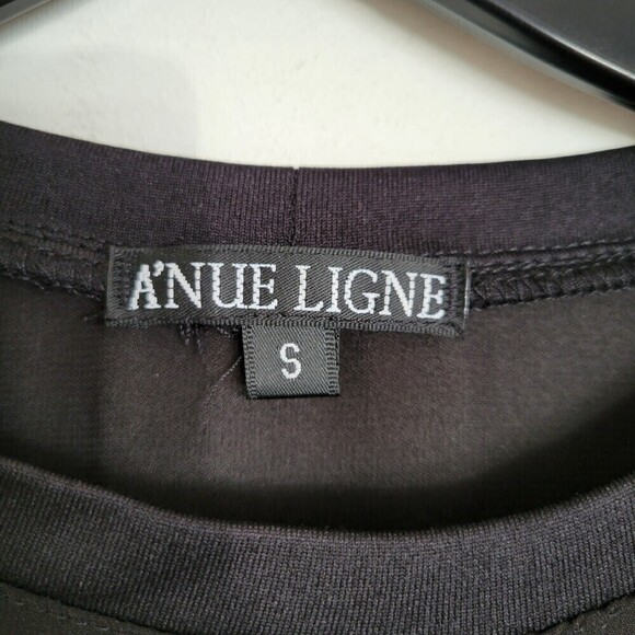 NEW A'Nue Ligne Black Long Sleeve Semi Sheer Tunic Blouse Top Size Small - Picture 8 of 11